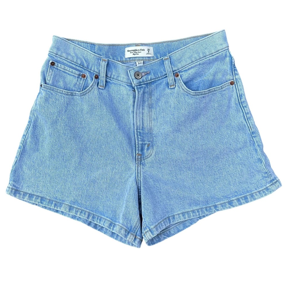 Abercrombie & Fitch Curve Love The 4 Inch Mom Short High Rise Light Wash 29 8